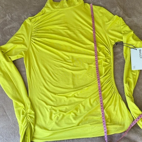 Bailey 44 Neon Yellow Ruched Blouse - Picture 6 of 11